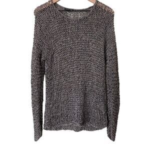 Eileen Fisher Sweater Small Alpaca Blend Open Knit Gray